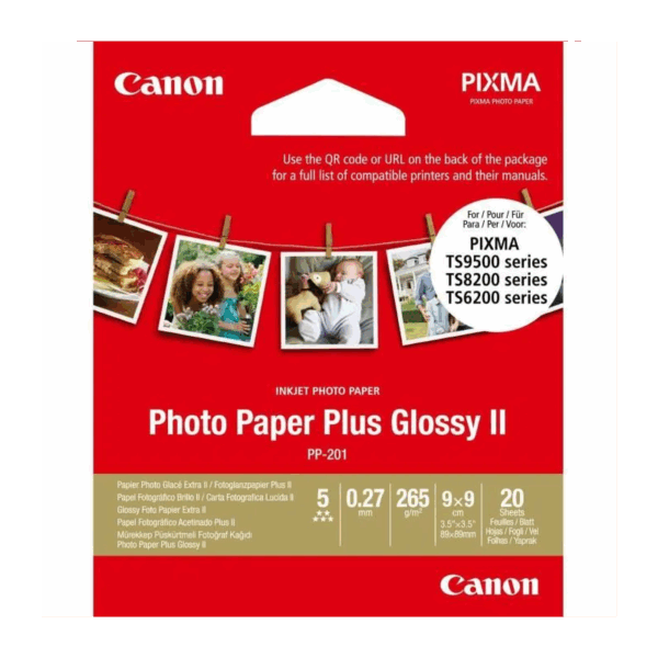 20x Papiers Photos Glossy Canon Photo Paper Plus PP-201 / Format Carré 9x9cm