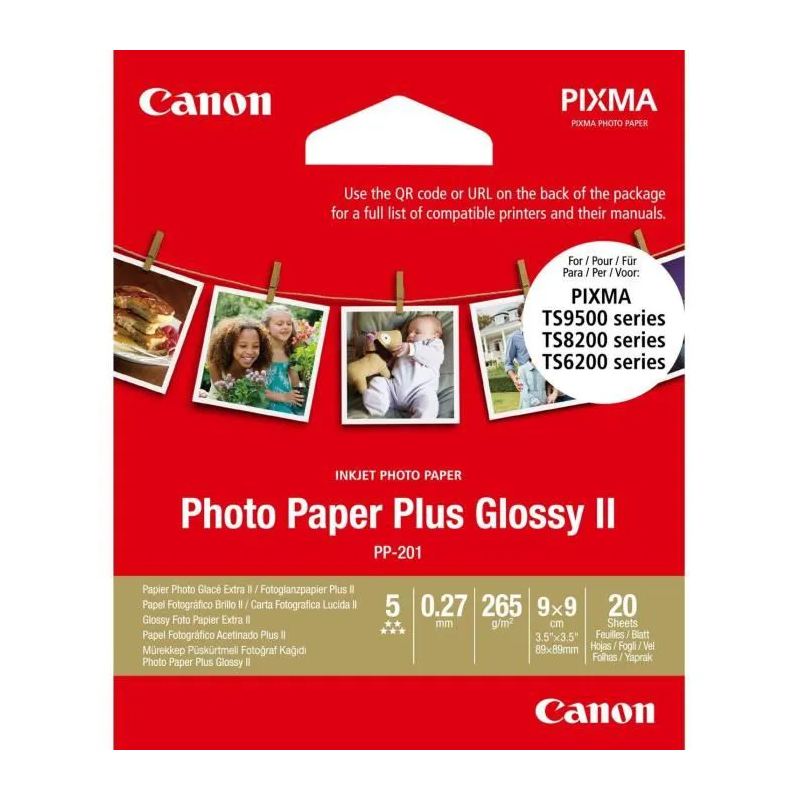 20x Papiers Photos Glossy Canon Photo Paper Plus PP-201 / Format Carré 9x9cm