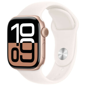 Apple Watch Series 10 GPS 42 mm / Aluminium / Rose Gold / Avec Bracelet Sport Rose Tendre S/M