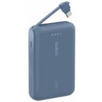 Chargeur portable Belkin BoostCharge 10 000 mAh - 20 W avec câble intégré - bleu
