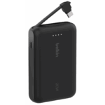 Chargeur portable Belkin BoostCharge 10 000 mAh - 20 W avec câble intégré - Noir