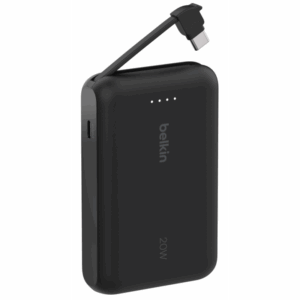 Chargeur portable Belkin BoostCharge 10 000 mAh - 20 W avec câble intégré - Noir