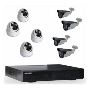 Kit DVR AHD + 4 Caméras MIPVISION Internes 5MP + 4 Caméras Externes 5MP