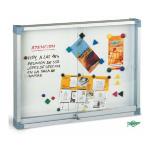 TABLEAU VITRINE BLANC MAGNETIQUE FAIBO AVEC PORTE EN VERRE 80 X 100 CM